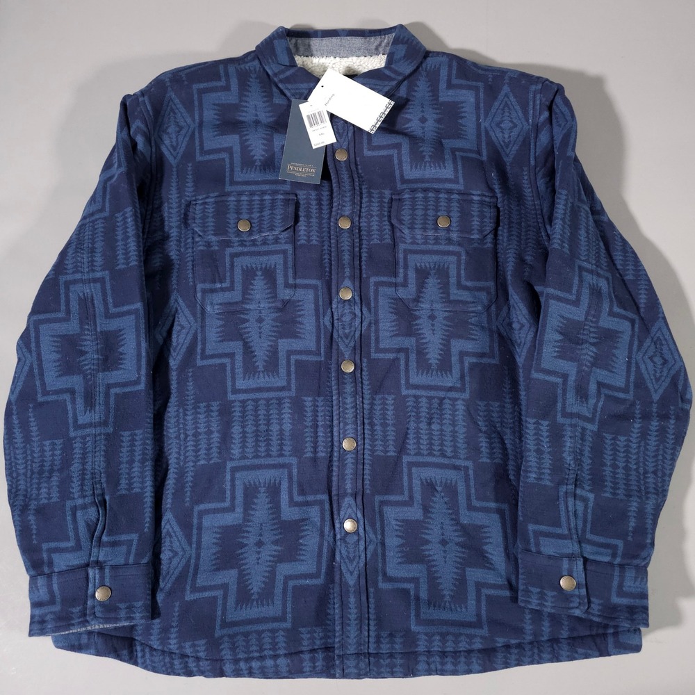 Pendleton Shirt Jacket Mens XXL Navy Harding Sherpa Lined Cotton RK591-81896